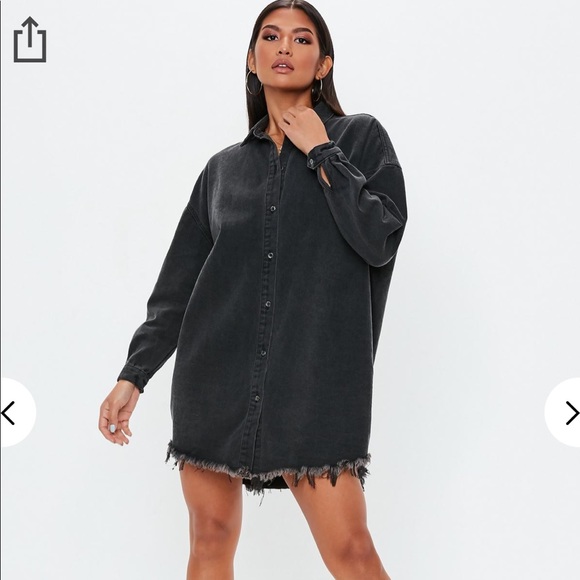 Missguided black oversized denim shirt dress - NEW - Picture 5 of 6